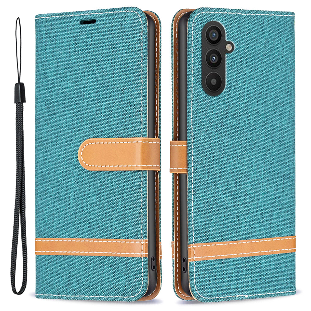 Til Samsung Galaxy A24 4G splejsning PU læder telefoncover Jeans Stof telefonetui med stativ tegnebog Til Samsung Galaxy A24 4G splejsning PU læder telefoncover Jeans Stof telefonetui med stativ tegnebog